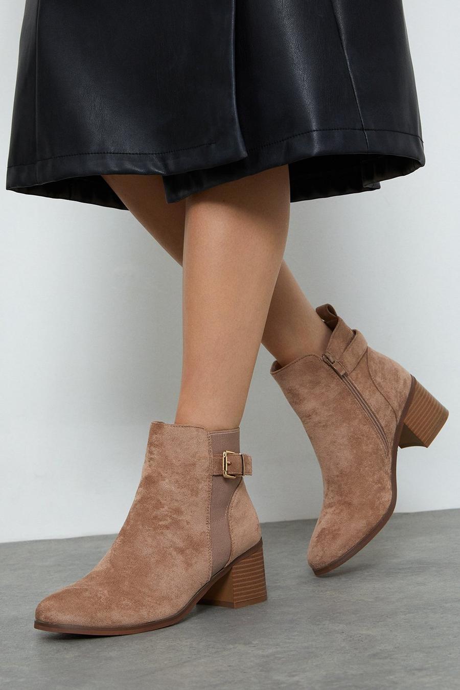 Apple Buckle Detail Ankle Boots