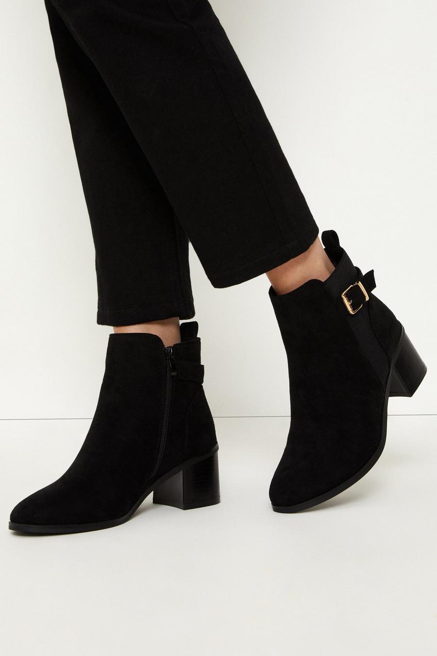 Apple Buckle Detail Ankle Boots