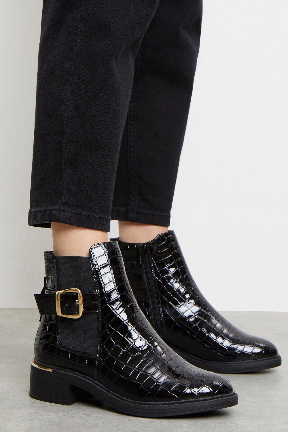 womens ankle boots buckle