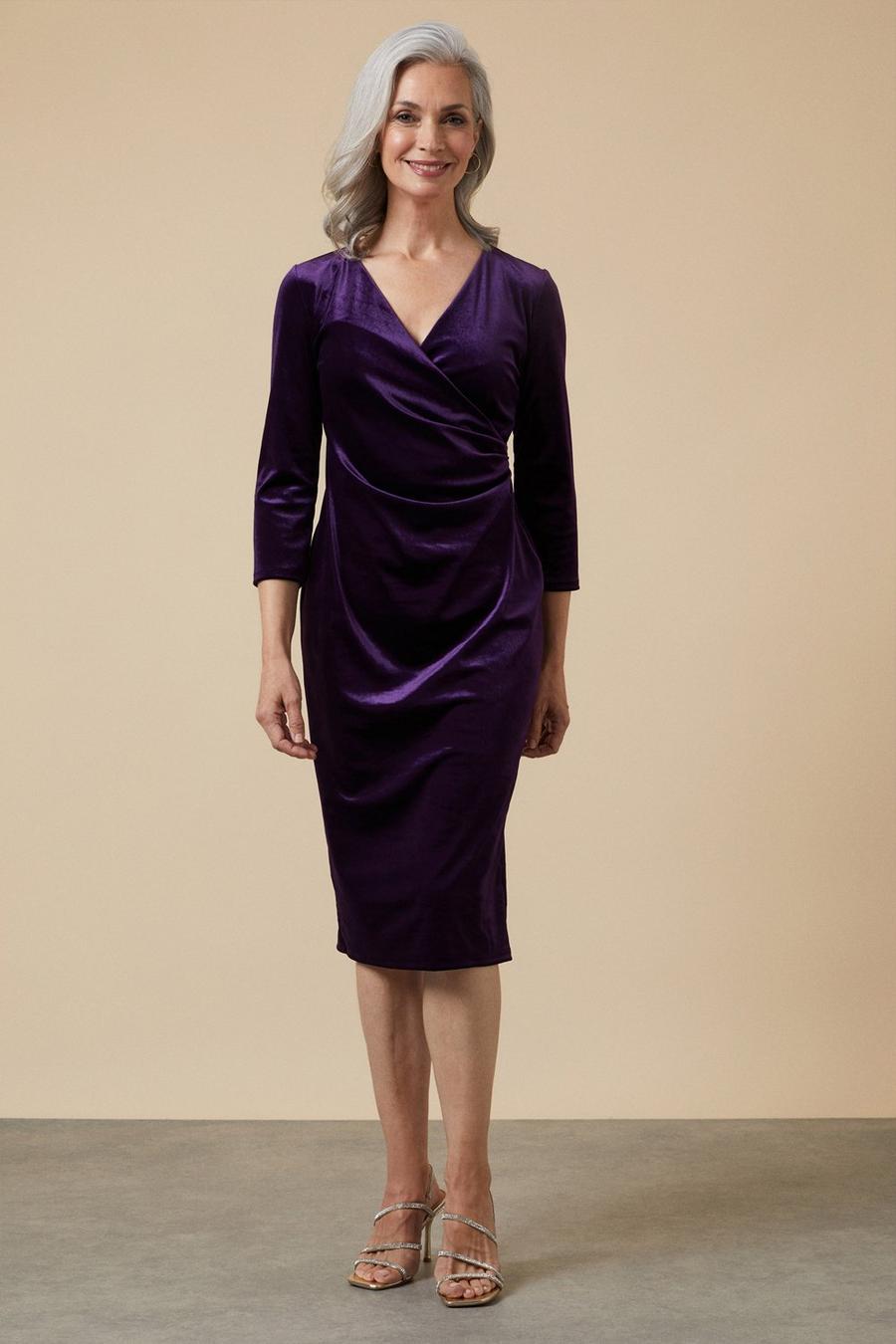 Purple Velvet Wrap Dress