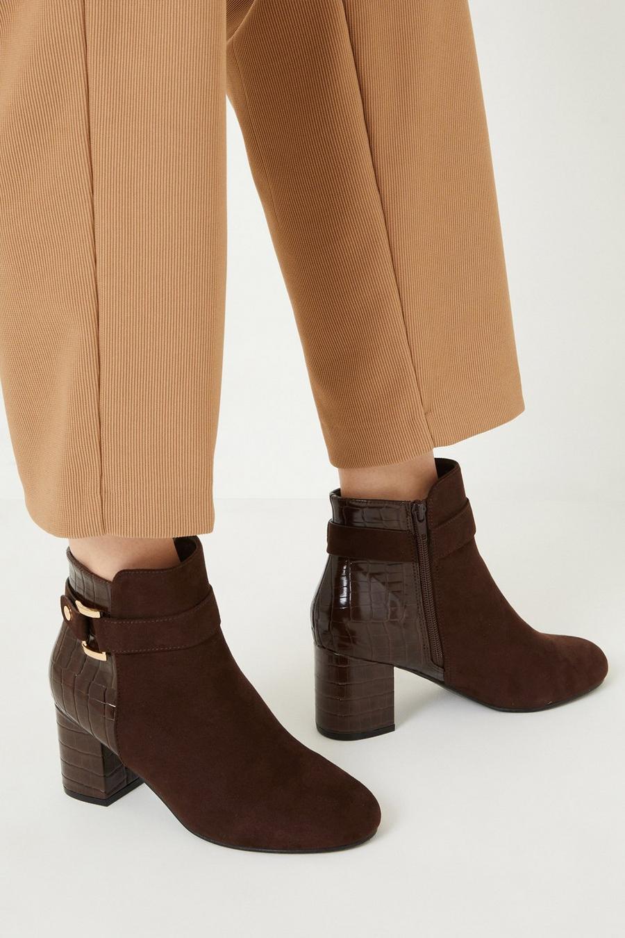 Wide Fit Amberly Buckle Ankle Boots