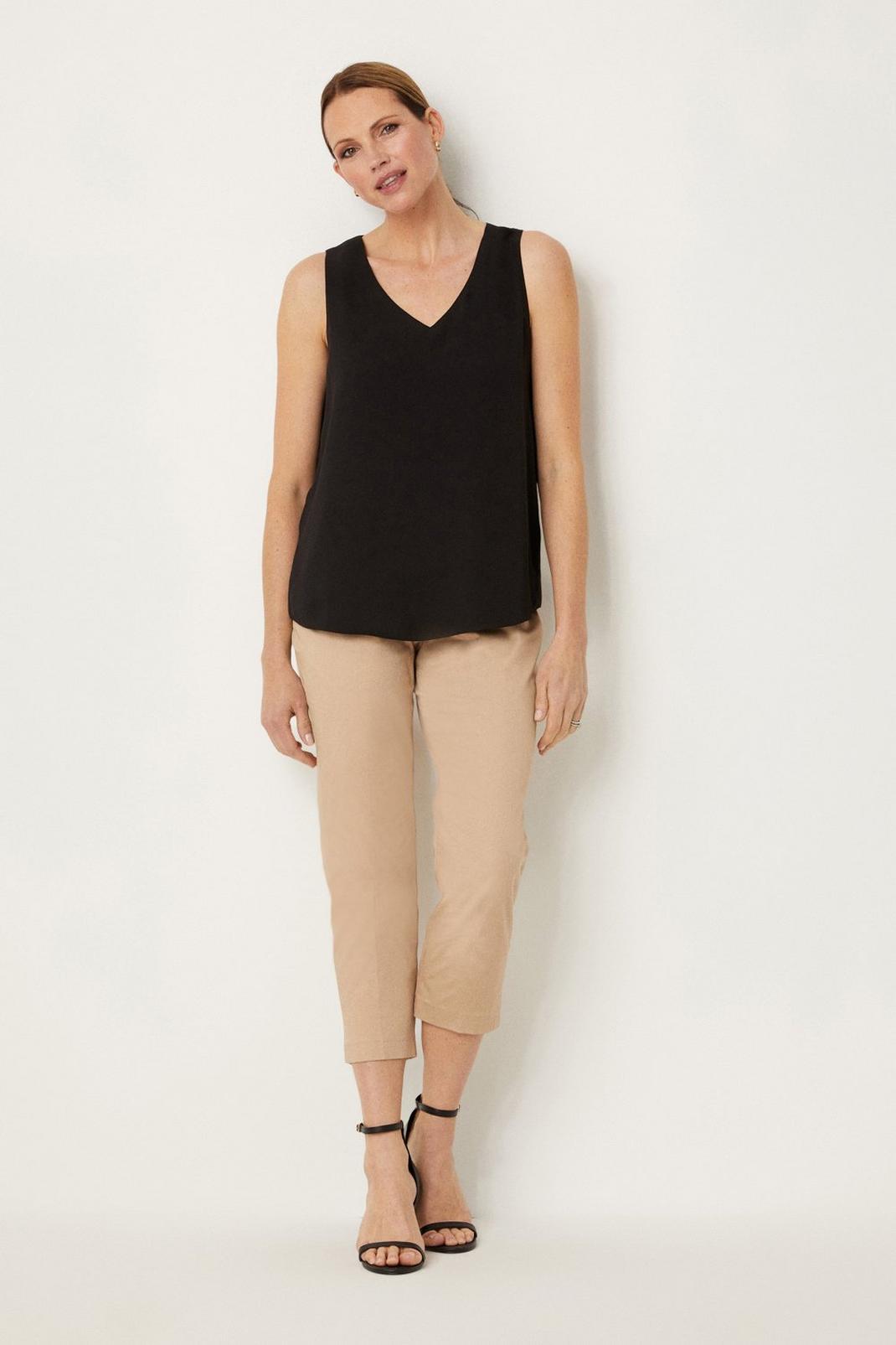 Stone Side Zip Stretch Crop Trousers image number 1