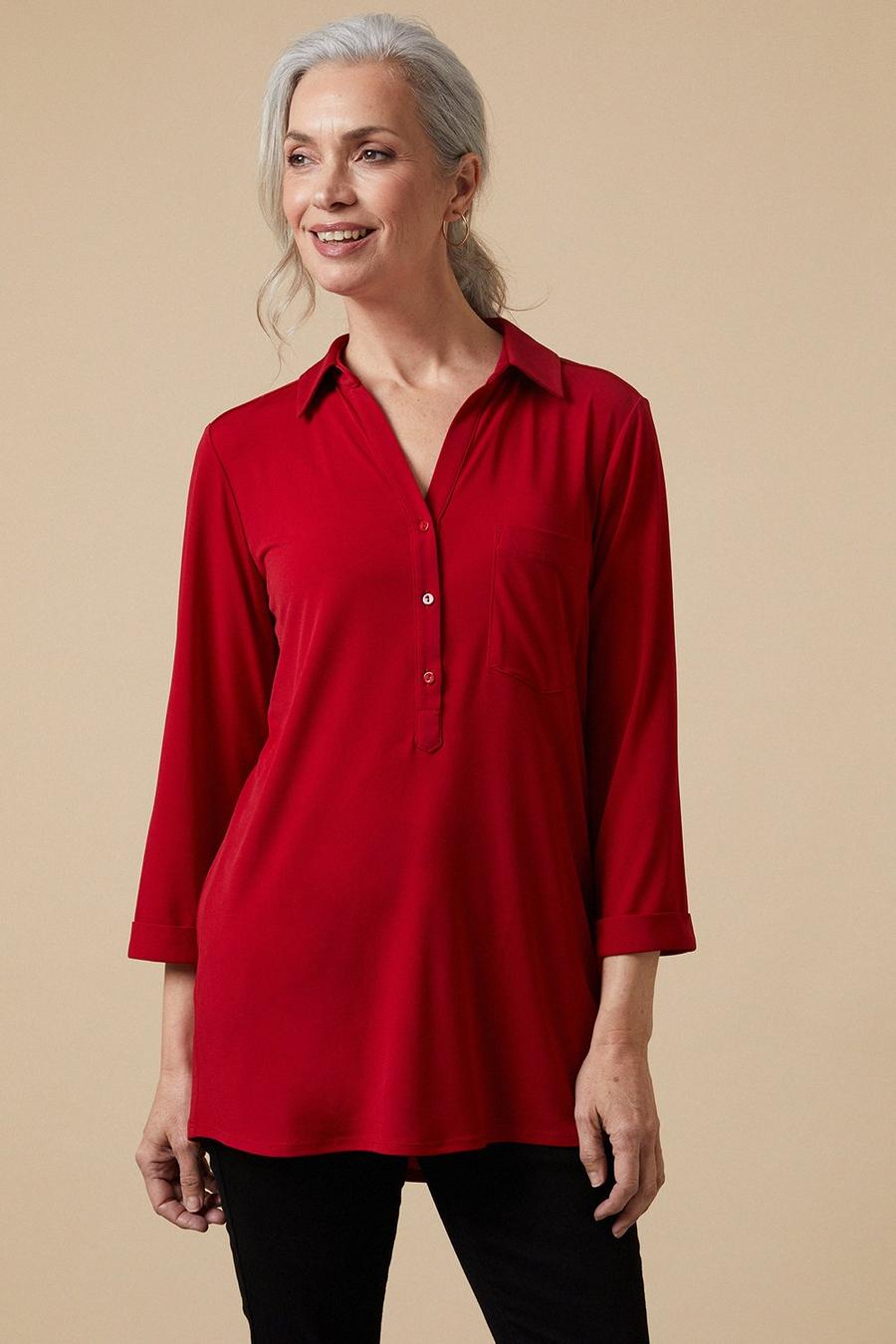 Red Jersey Pocket Shirt