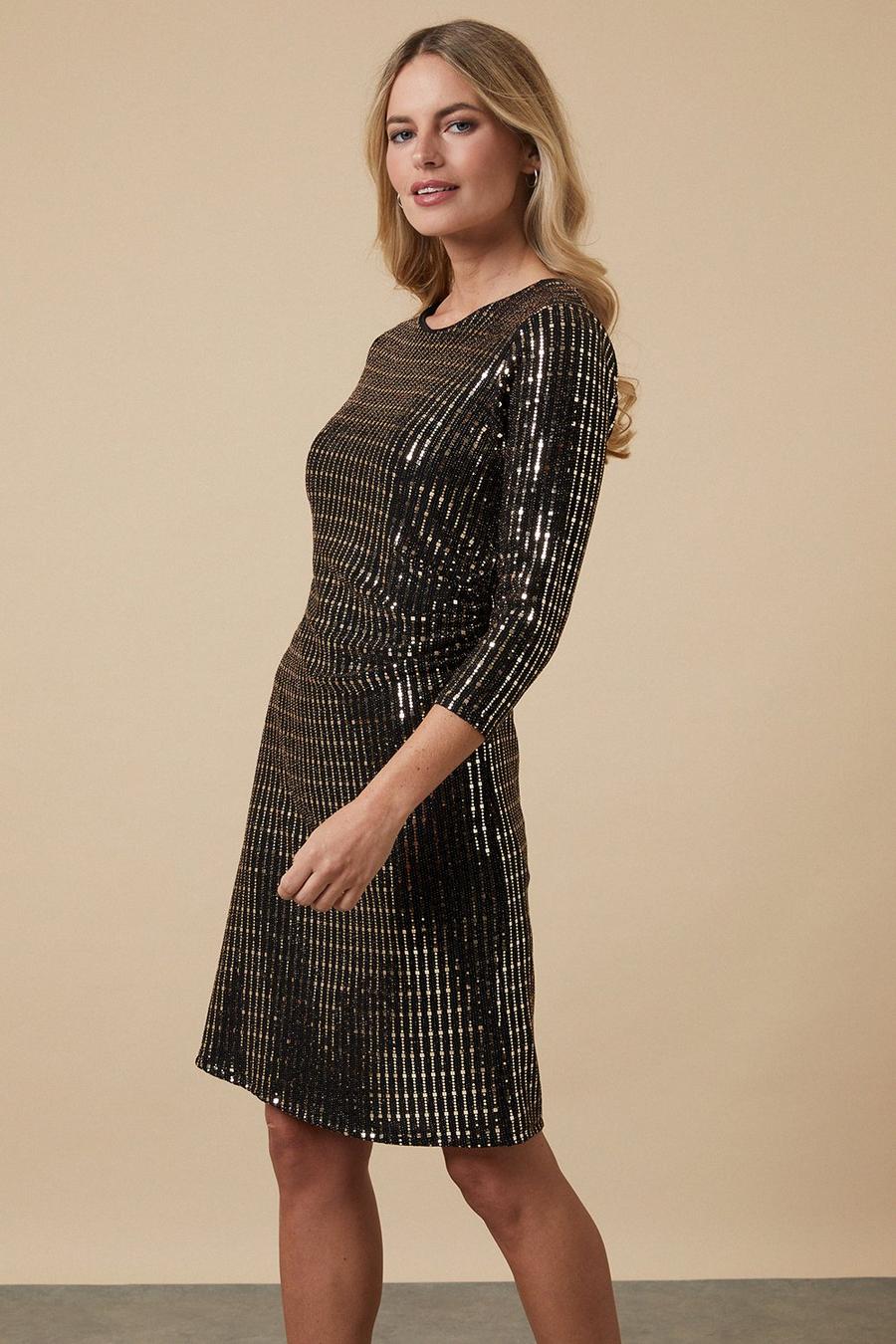 Petite Sequin Ruched Side Shift Dress