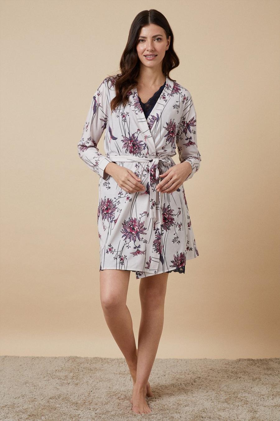 Floral Jersey Dressing Gown