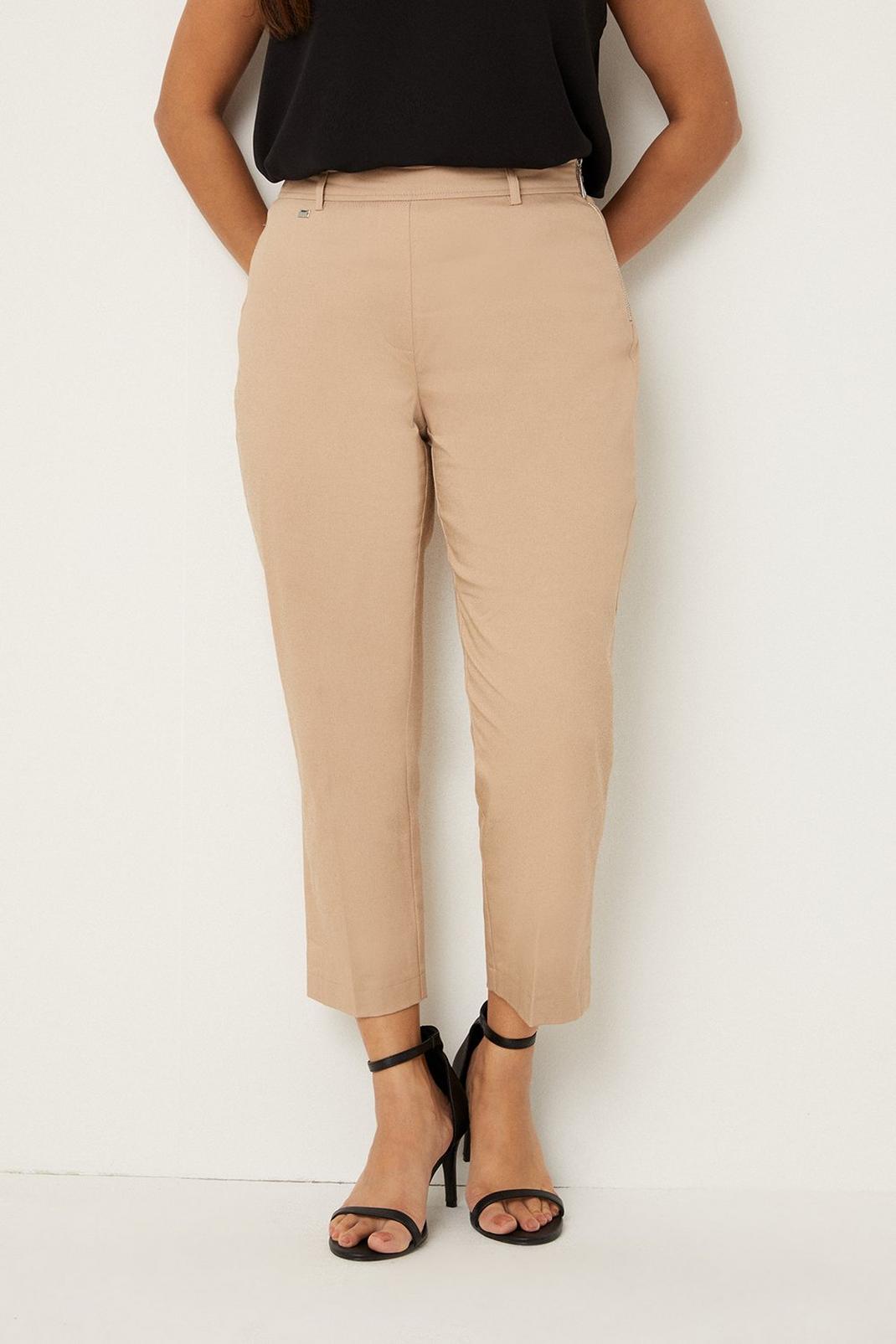 Stone Petite Side Zip Stretch Crop Trousers image number 1