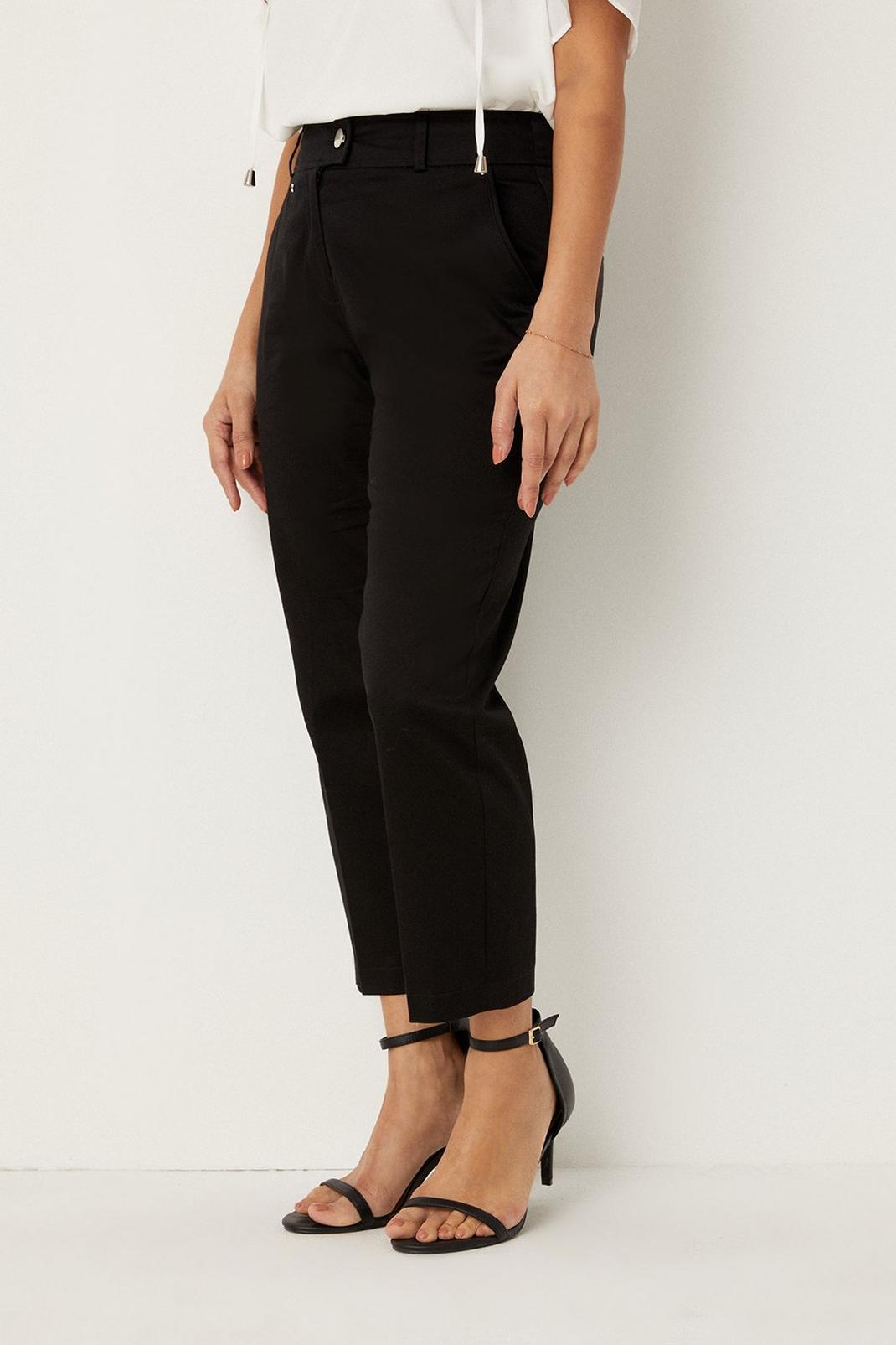 Black Petite Stretch Crop Trousers image number 1