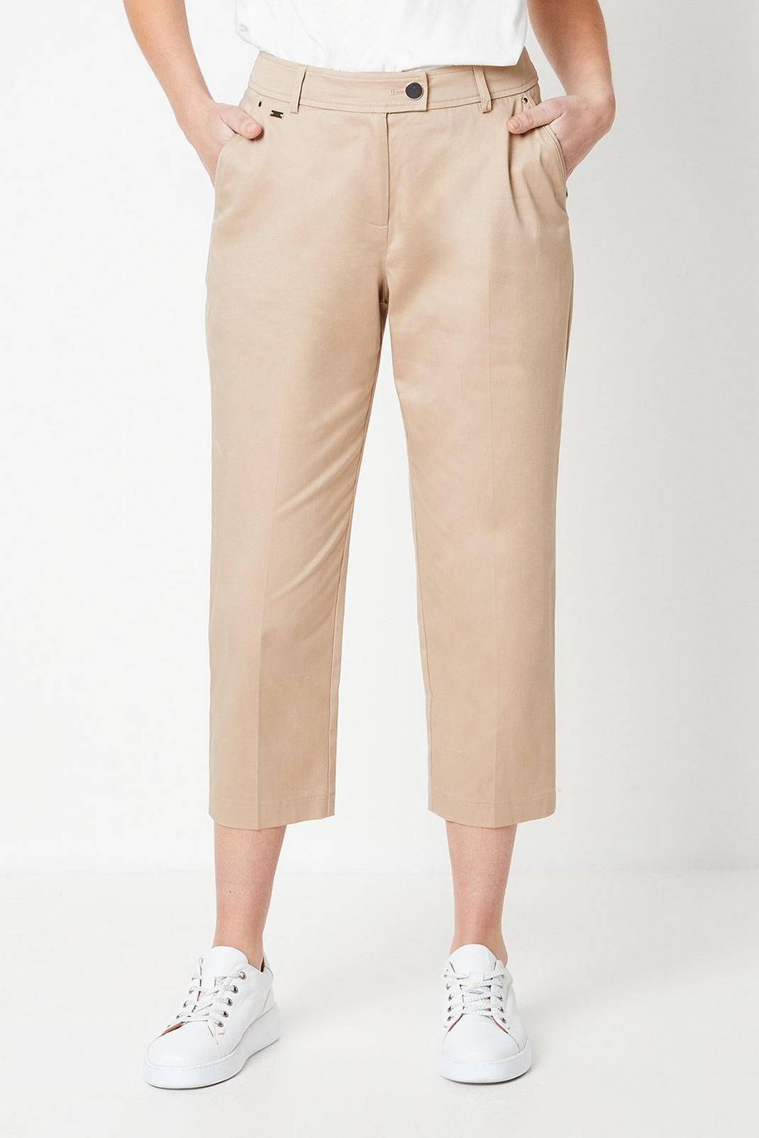 Stone Petite Stretch Crop Trousers image number 1