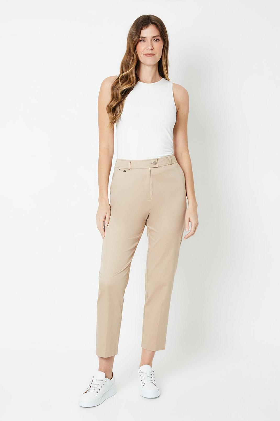 Stone Stretch Crop Trousers image number 1