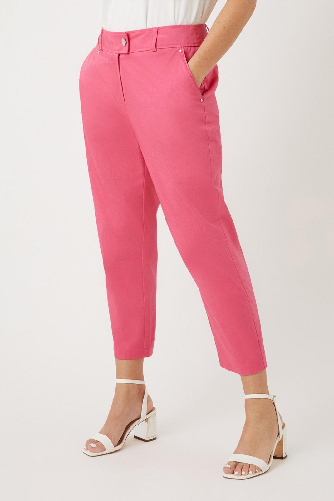 Pink Petite Stretch Crop Trousers image number 1