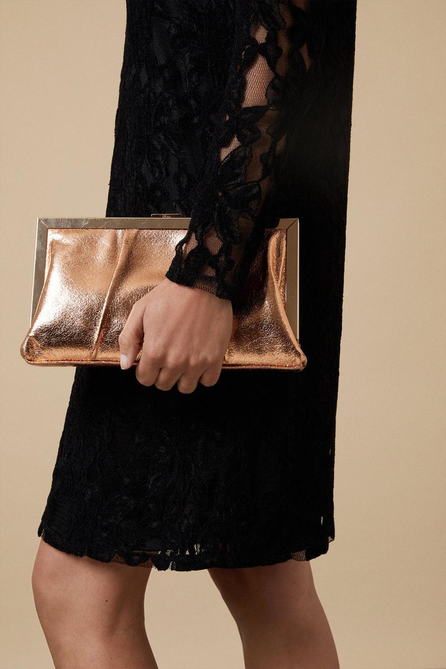 Copper Faux Leather Clutch