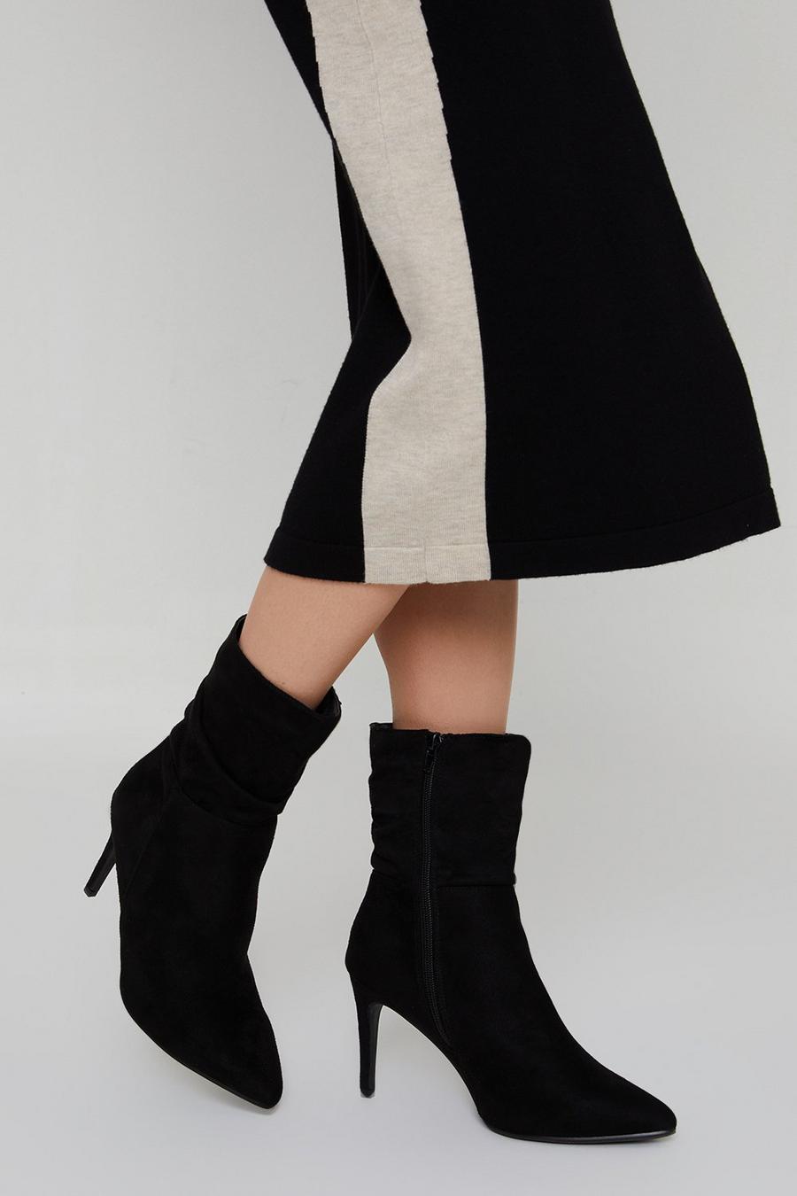 Asia Folded Pointed Heeled Ankle Boots