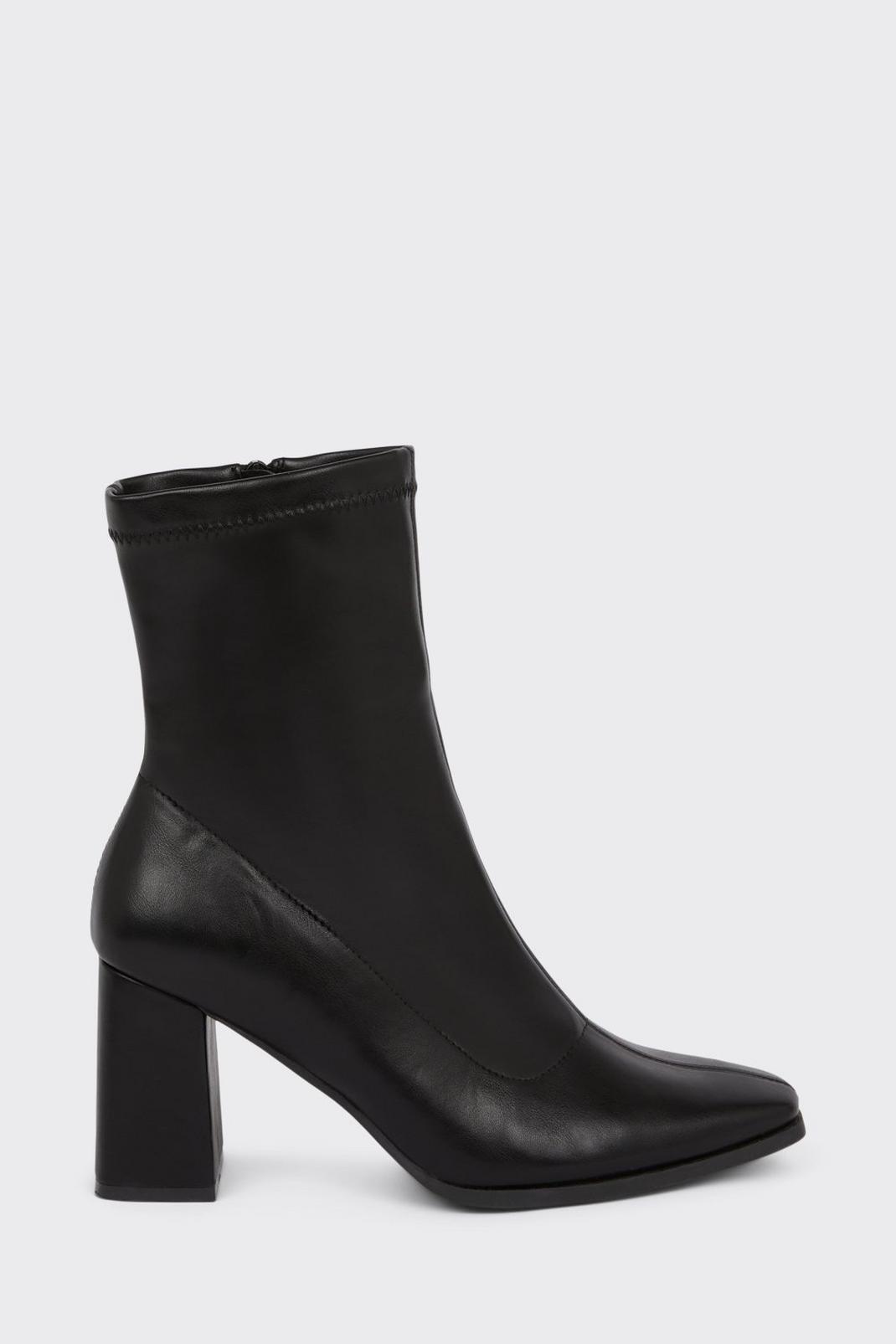 Black Monaco Stretch Heeled Ankle Boots image number 1