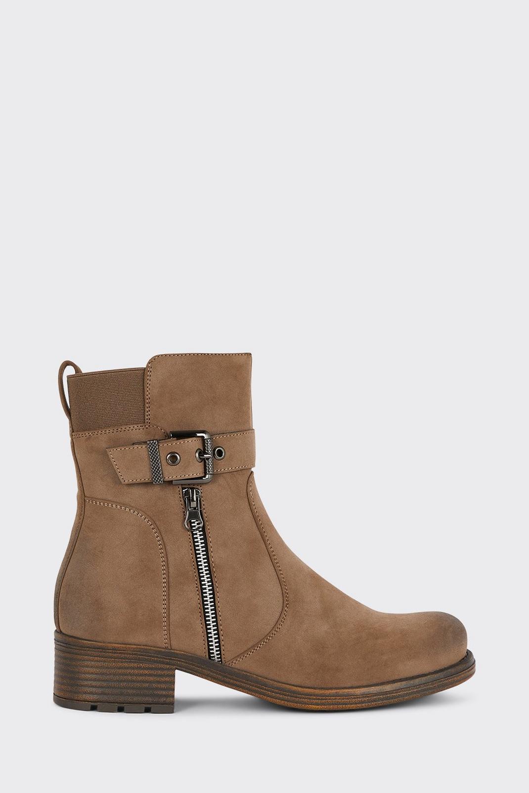 Taupe Marseille Nubuck Zip Detail Ankle Boots image number 1