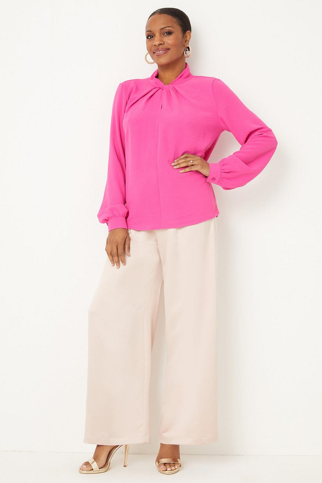 Pink Tall Twist Neck Blouse image number 1