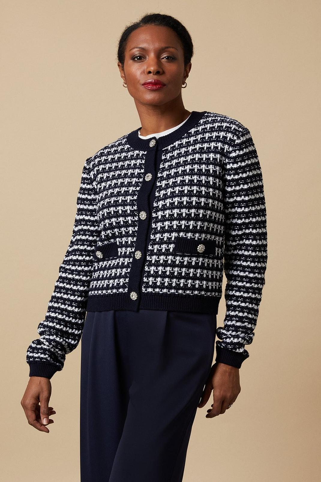 Navy Boucle Cardigan image number 1