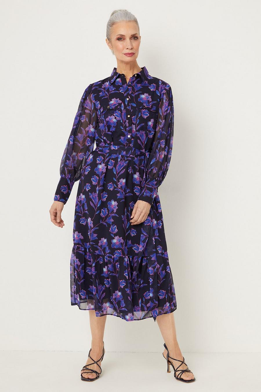 Lilac Floral Utility Midi Dress