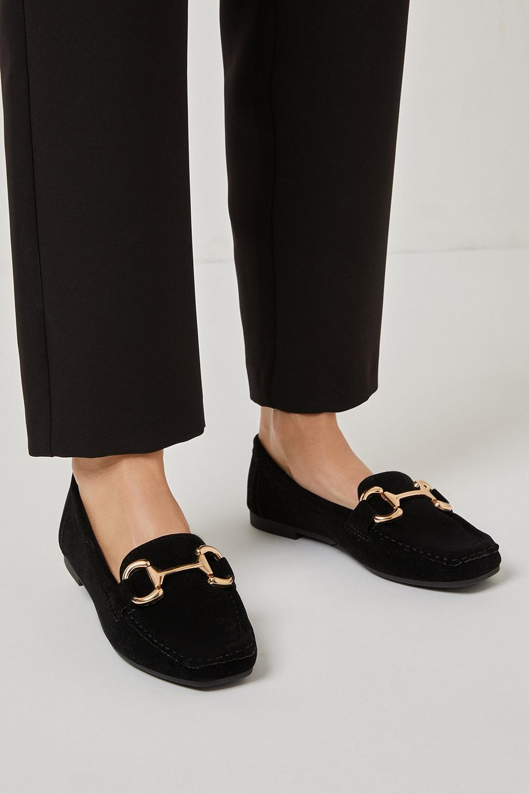 Black Astrella Snaffle Detail Square Toe Mocasin Loafers image number 1