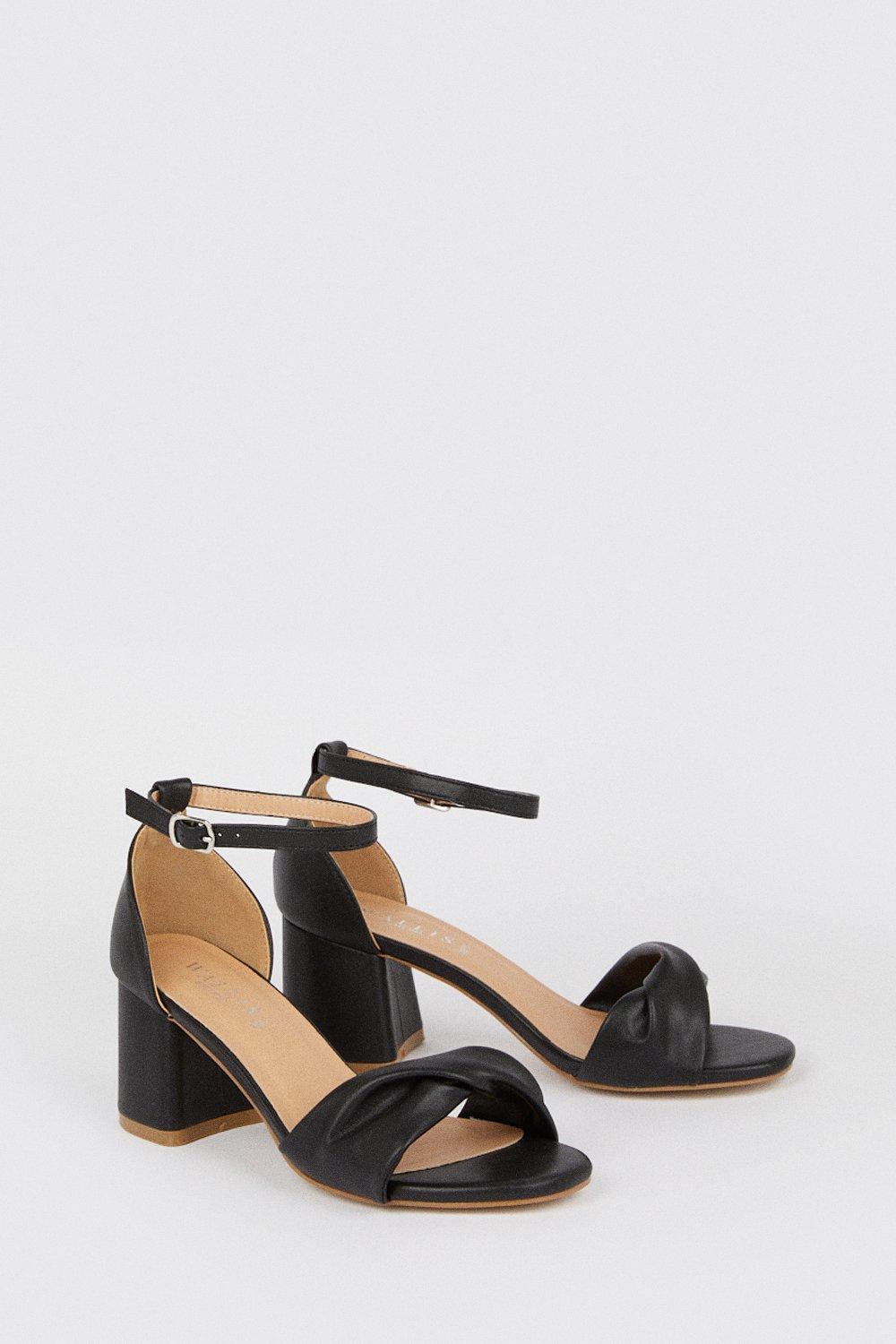 Wide Fit Sophia Soft Twist Low Block Heeled Sandals