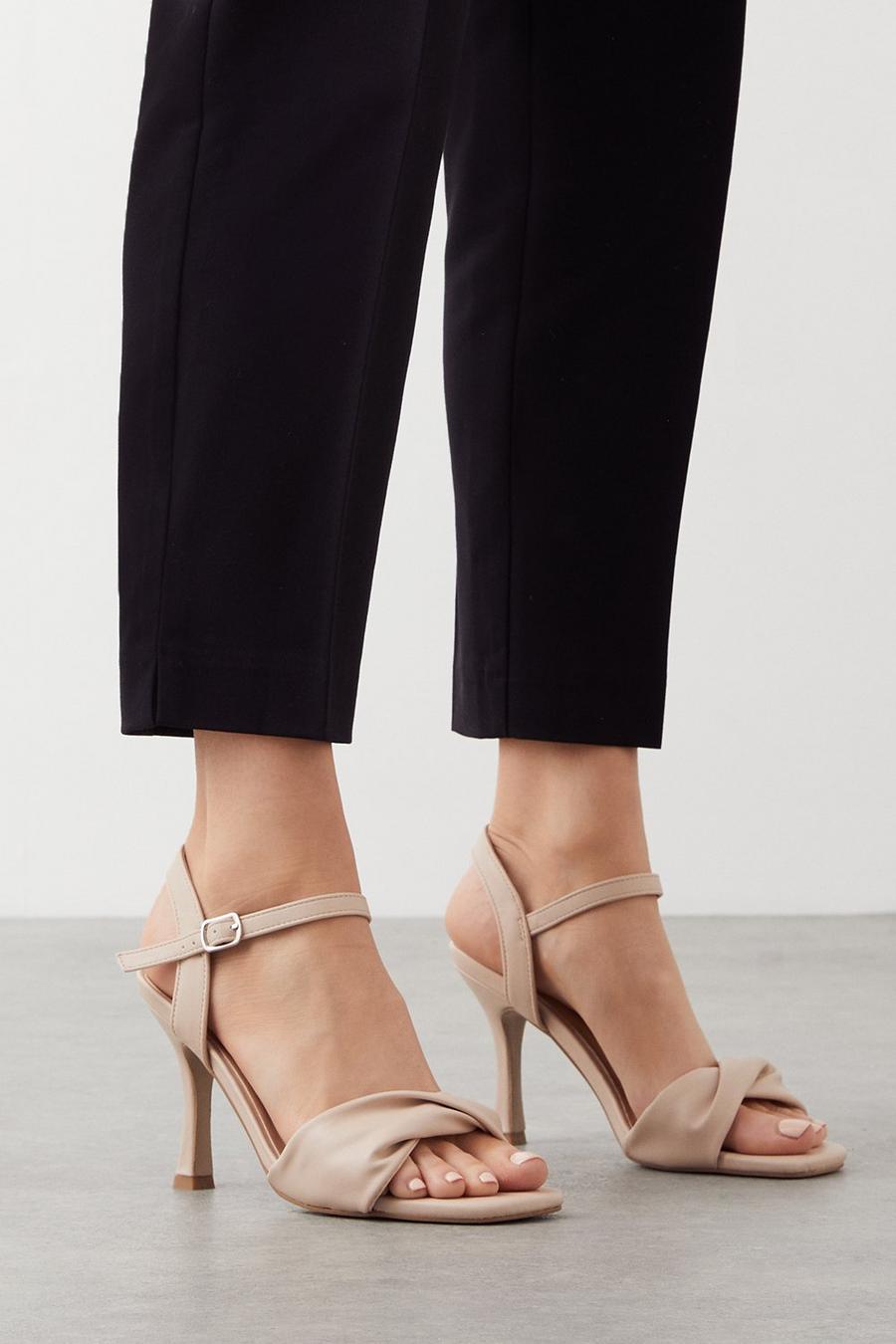 Wide Fit Sally Two Part Twist Detail Heeled Sandals