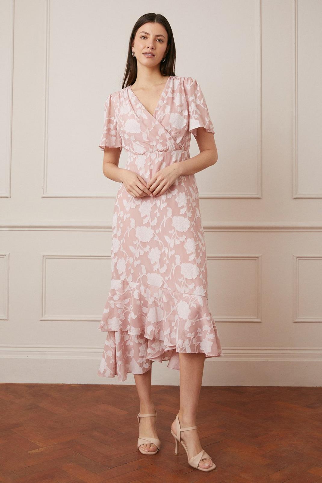 Rose Jacquard Wrap Midi Dress image number 1