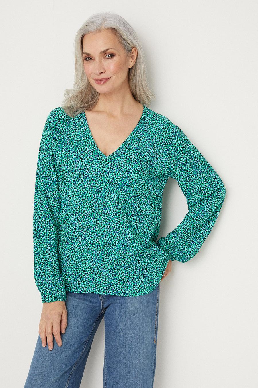 Green And Blue Spot Shell Top