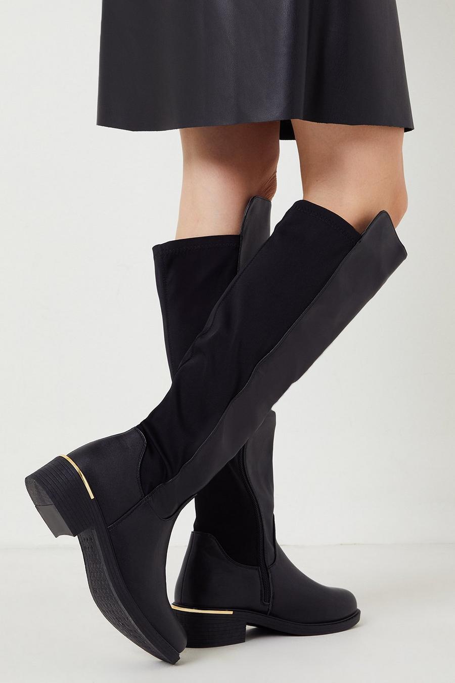 Wide Fit Kristen Stretch Knee High Boots