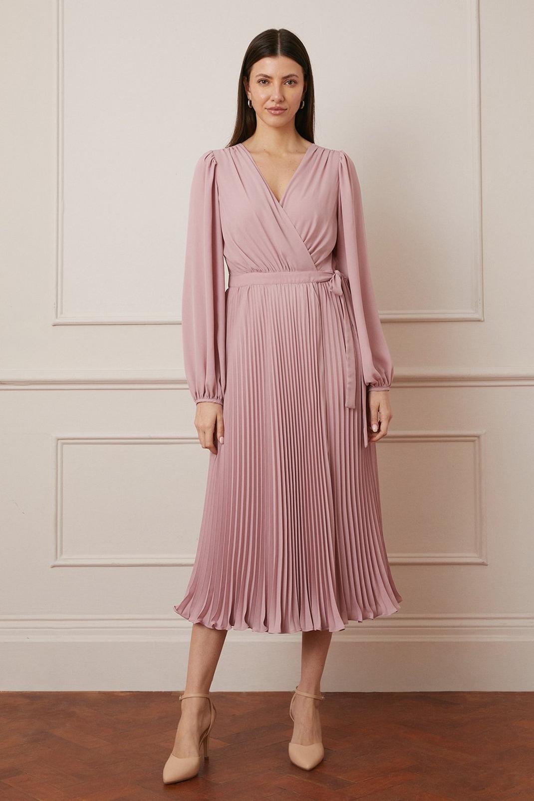 Rose Pleated Wrap Maxi Dress image number 1