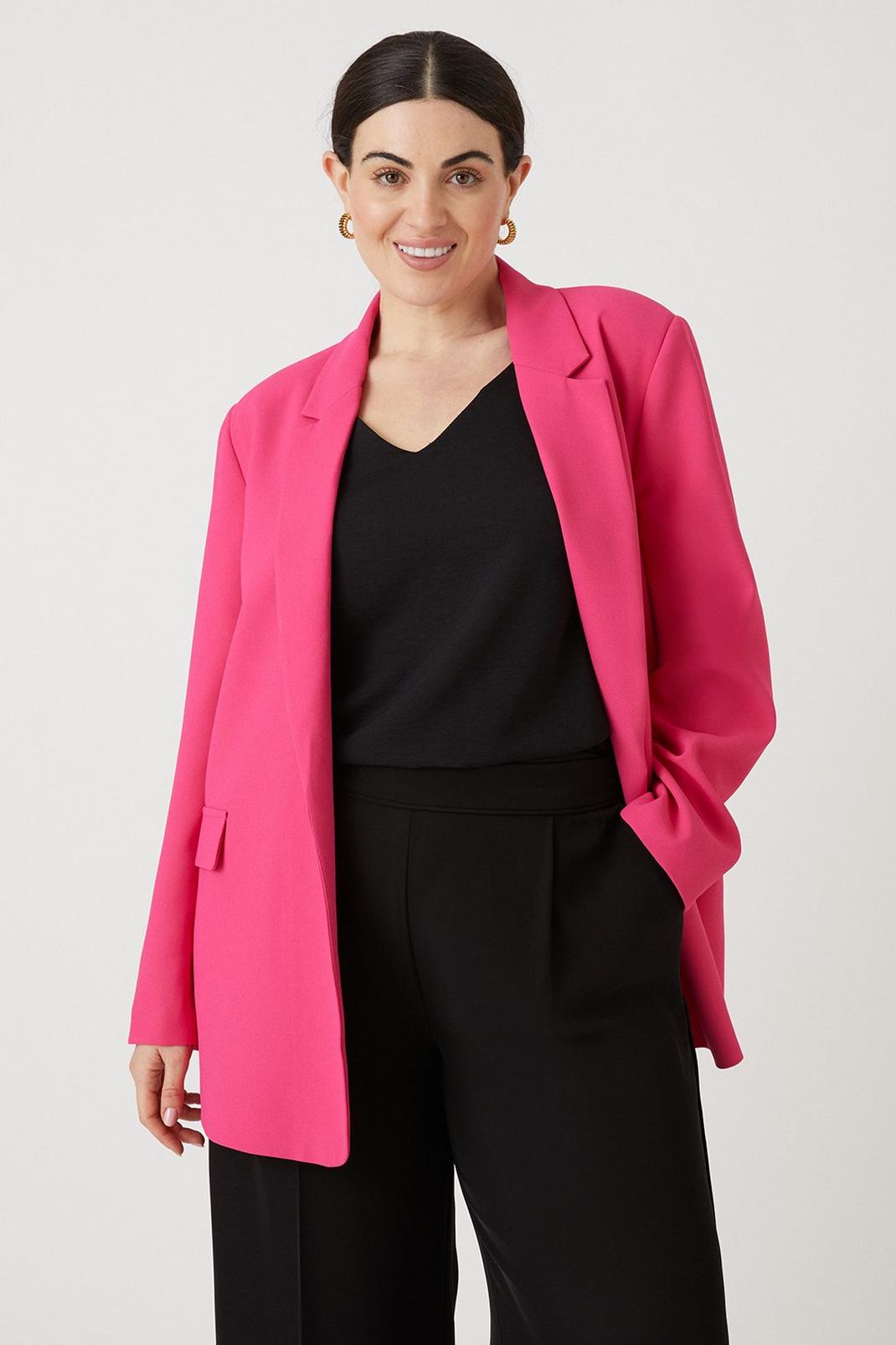 Curve Pink Relaxed Blazer image number 1