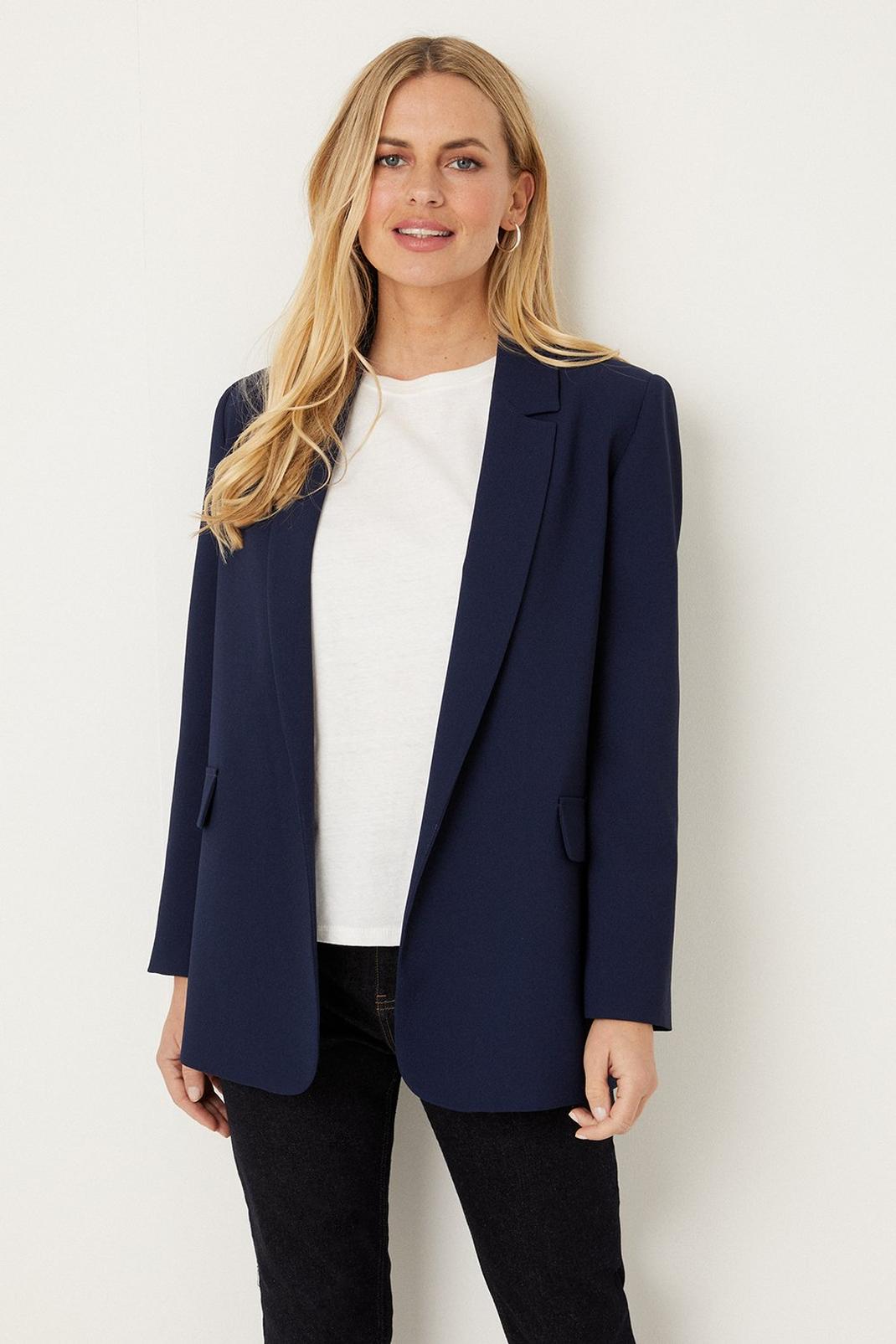 Petite Navy Relaxed Blazer image number 1