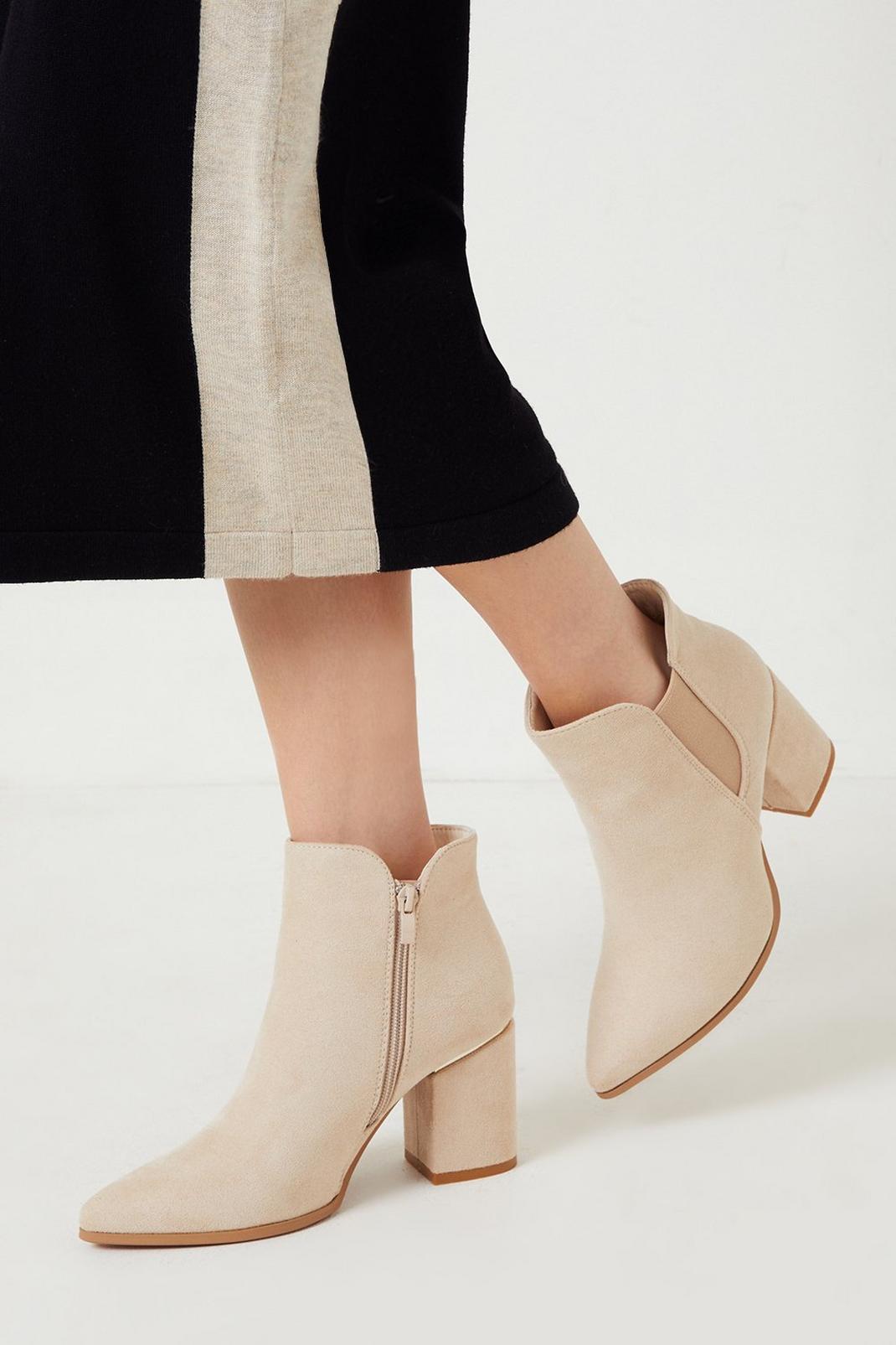 Taupe Martha Heeled Chelsea Ankle Boots image number 1
