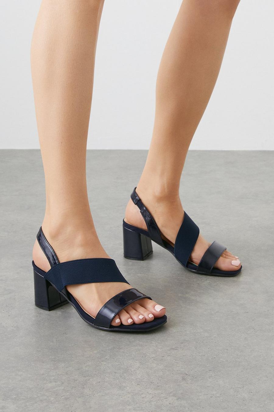 Wide Fit Selina Asymmetric Elastic Strap Heeled Sandal