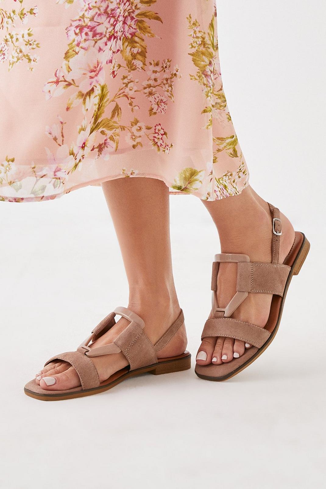 Neutral Leather Juliette Resin Detail Slingback Sandals image number 1