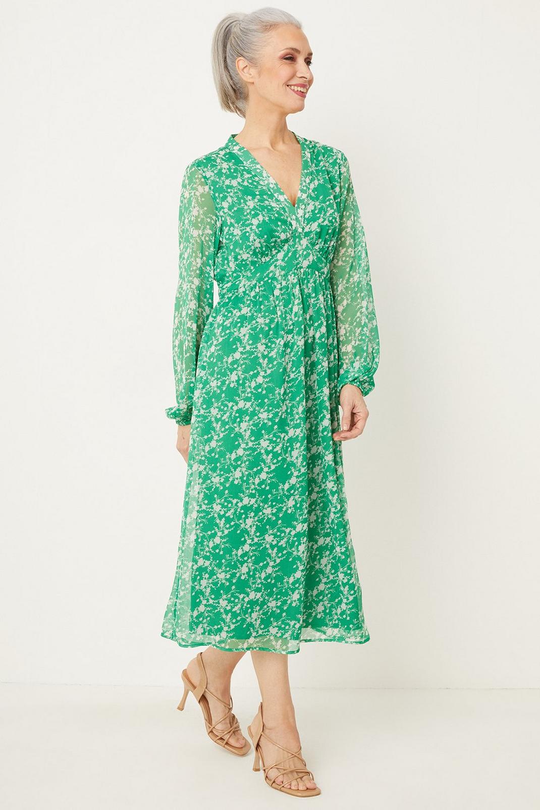 Green Ditsy Midi Dress image number 1