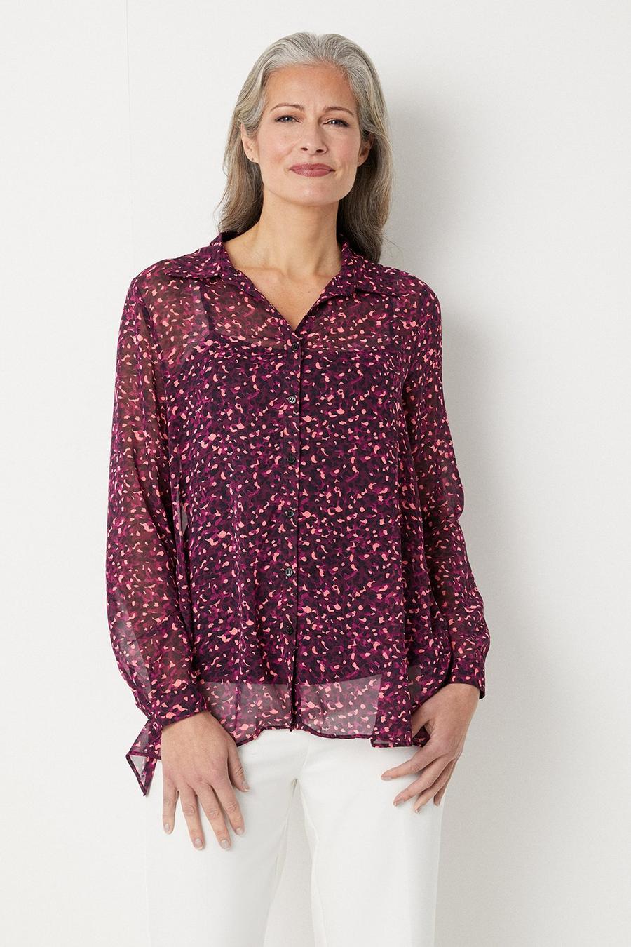 Berry Abstract High Low Shirt