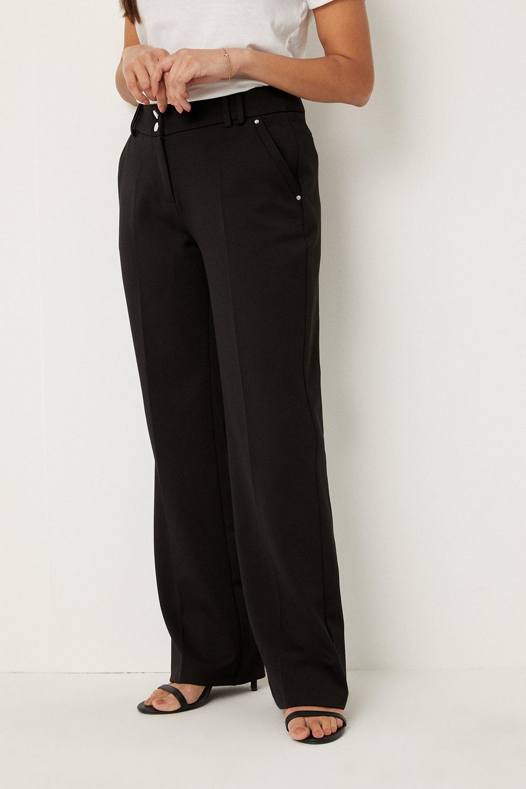 Petite Black Smart Bootcut Trousers image number 1