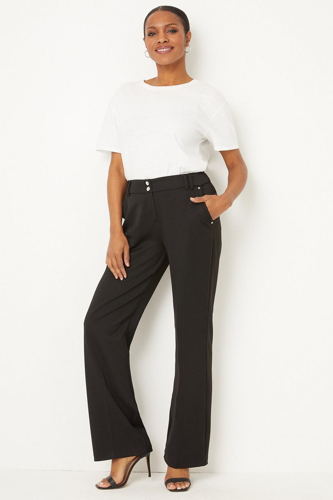Black Smart Bootcut Trousers image number 1