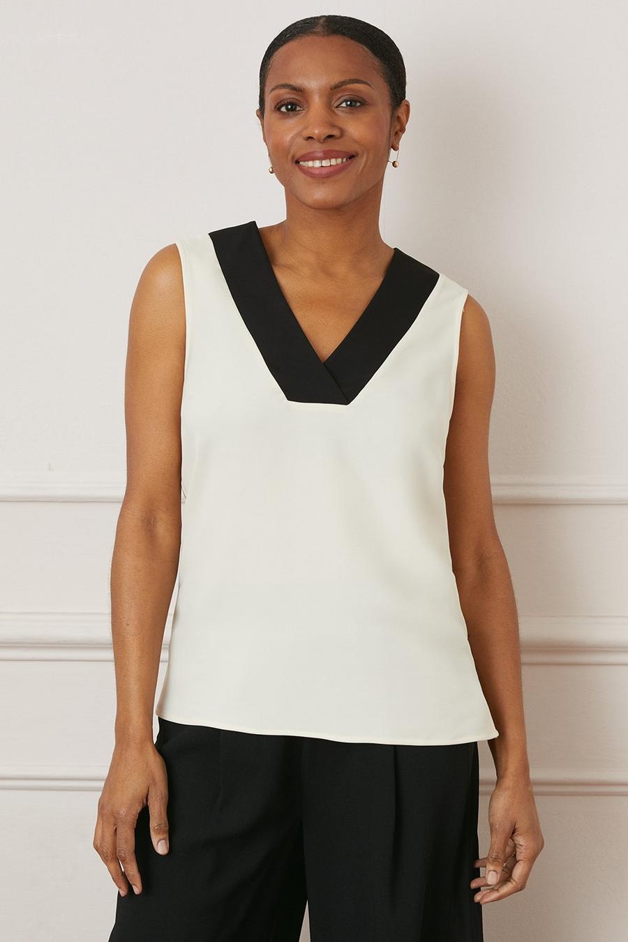 Woven Contrast Panel Cami
