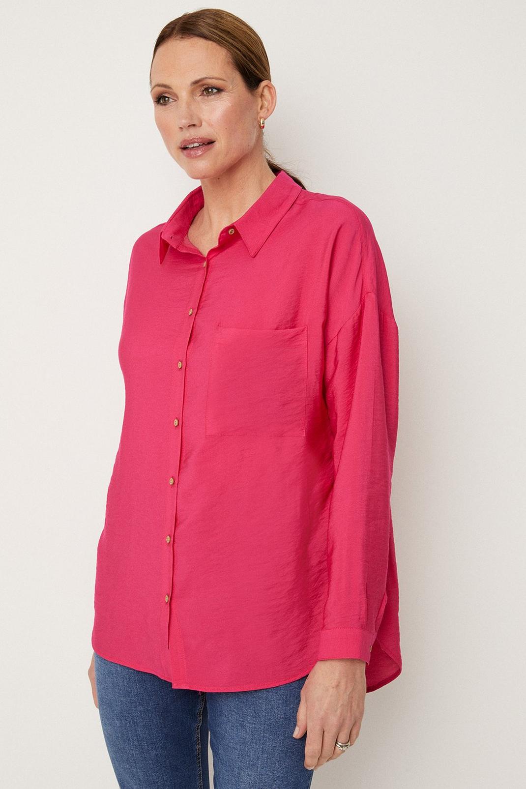 Pink Button Through Pocket Detail Shirt image number 1