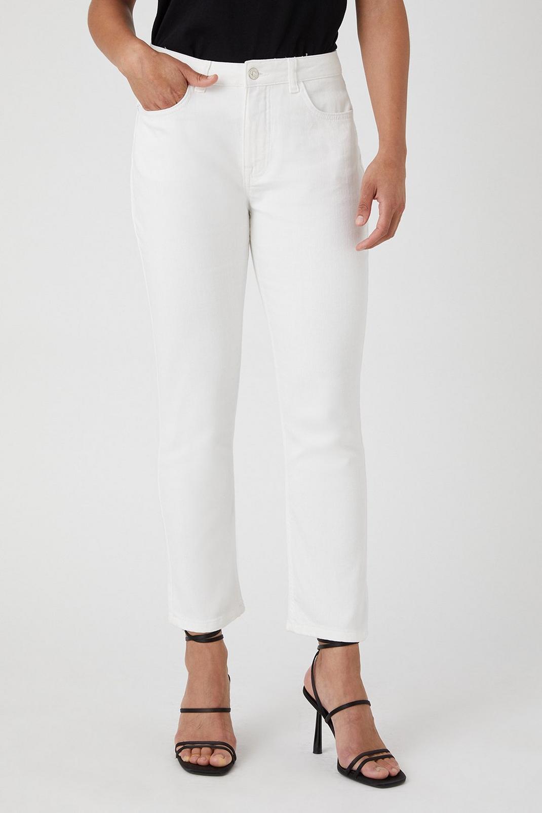 Petite White Harper Straight Leg Jeans image number 1