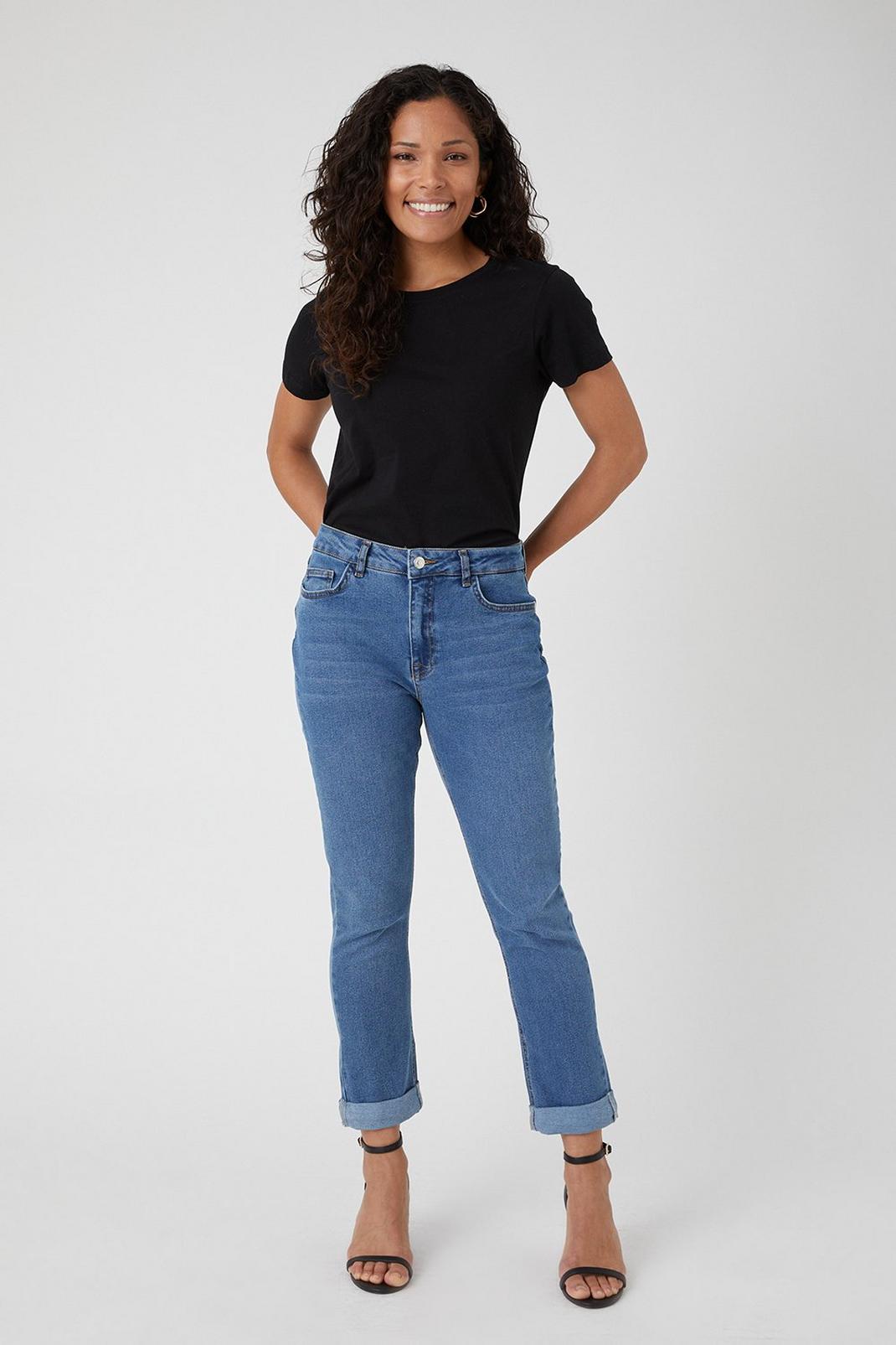 Mid wash Petite Scarlet Roll Up Jeans image number 1