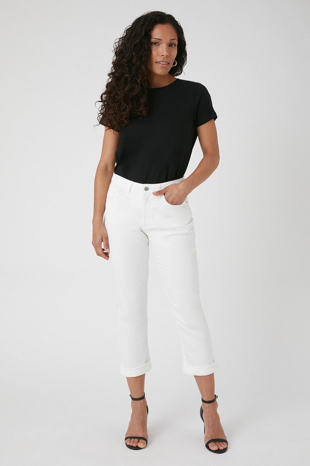 Petite White Scarlet Roll Up Jeans image number 1