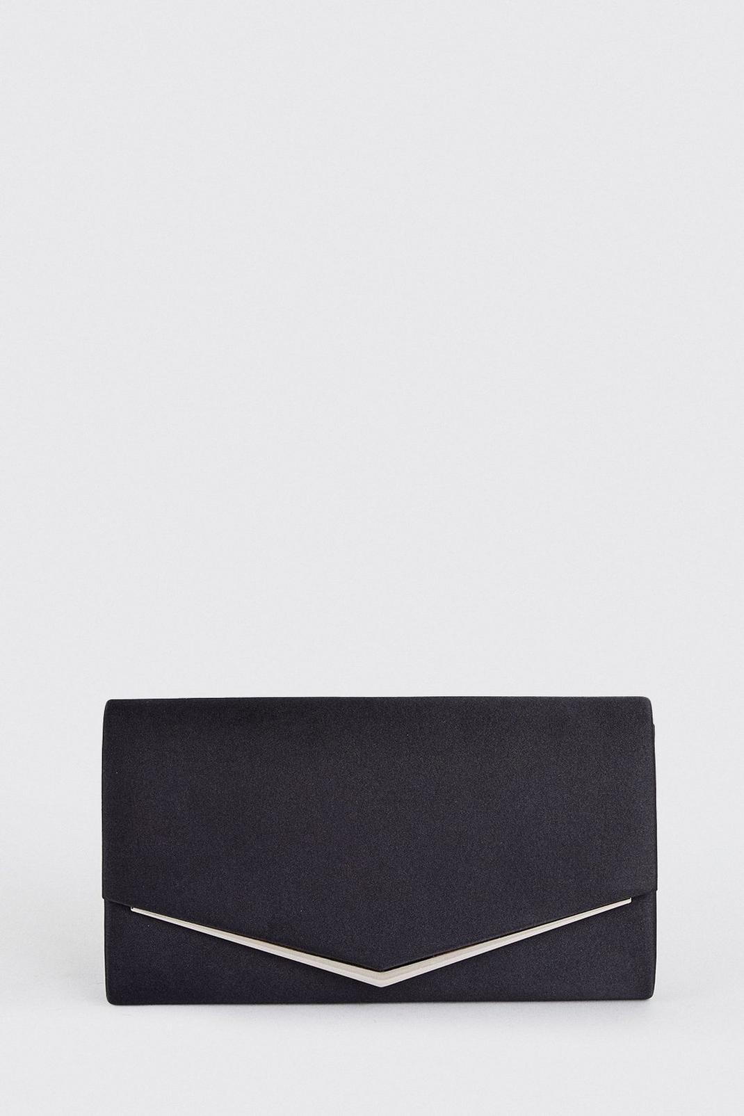 Black Sliver Trim Detail Envelope Clutch Bag image number 1