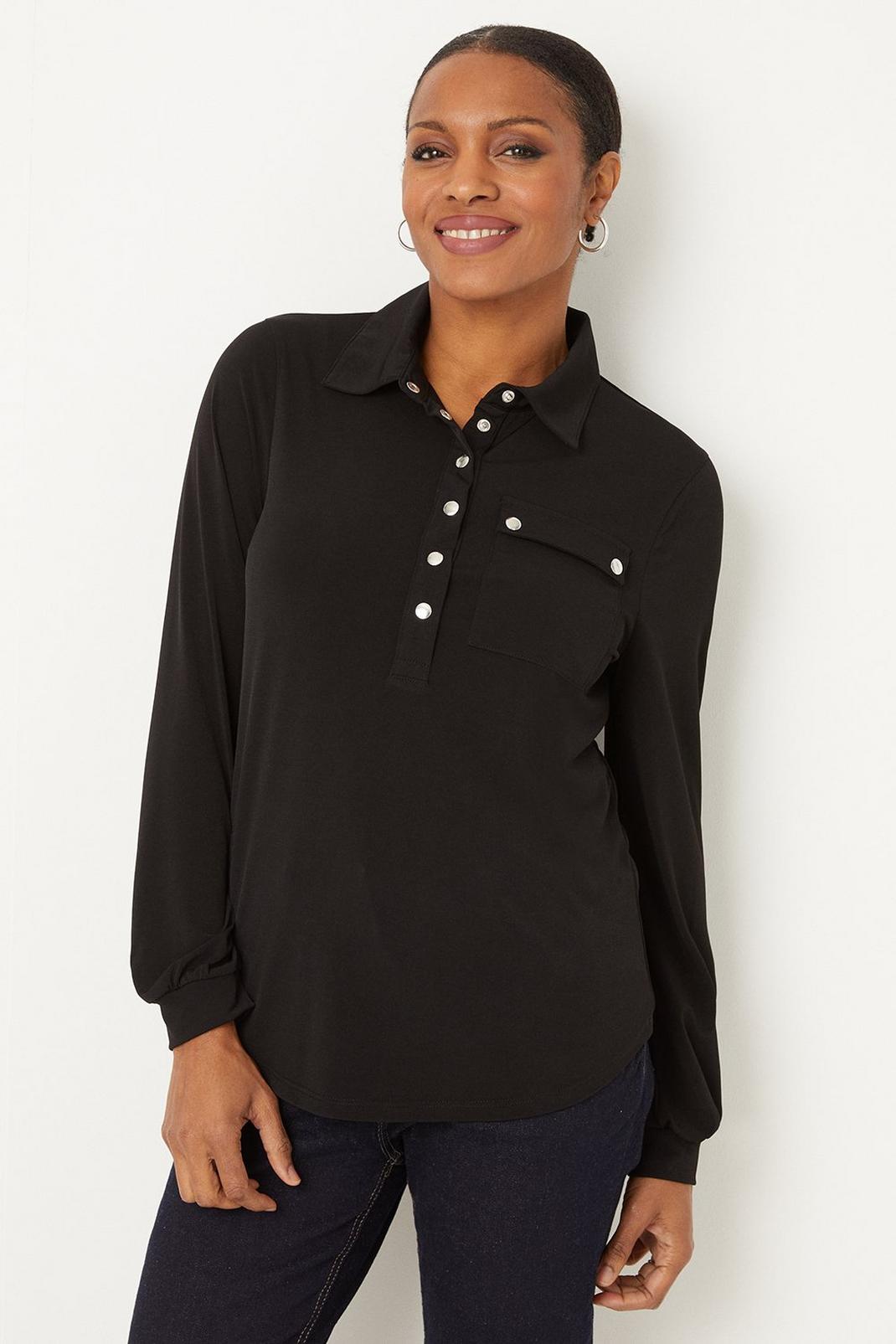 Black Jersey Pocket Shirt image number 1