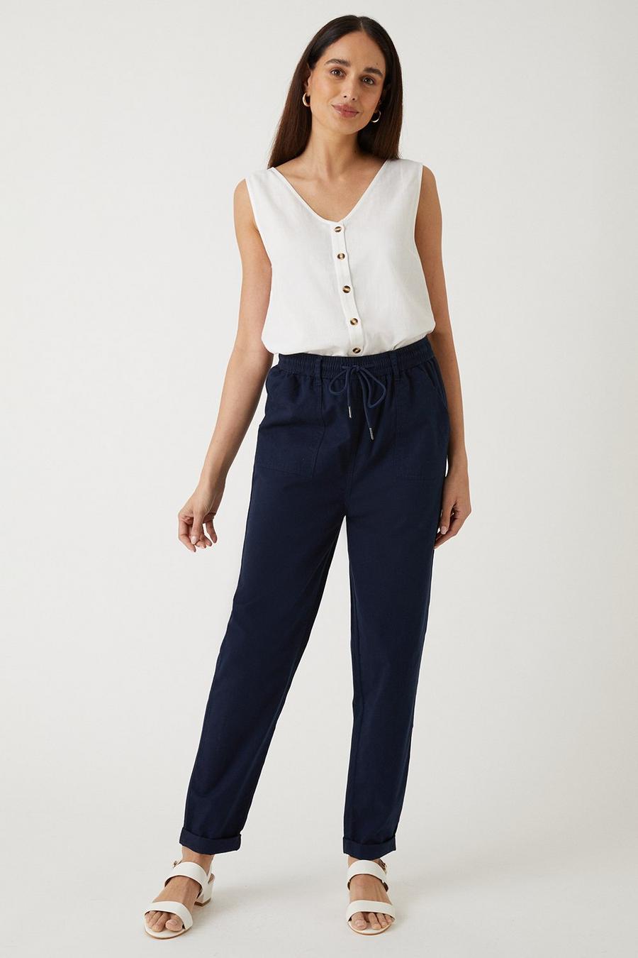 Elasticated Waist Tapered Trousers