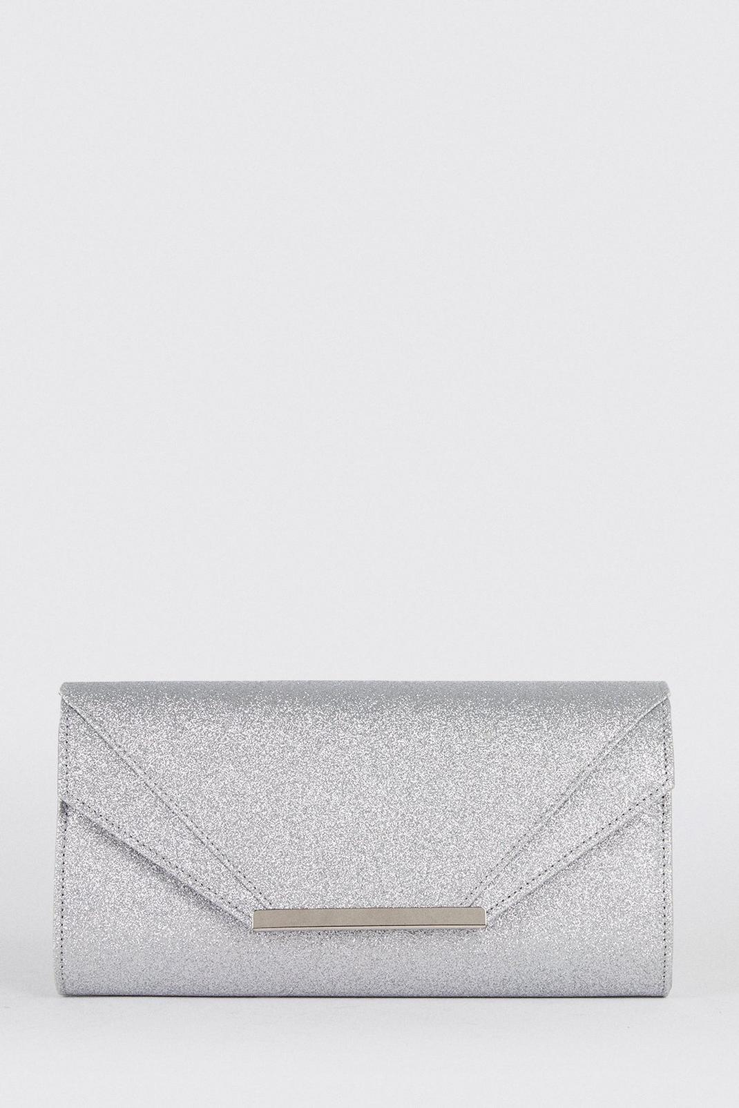 Silver Glitter Metal Trim Envelope Bag image number 1
