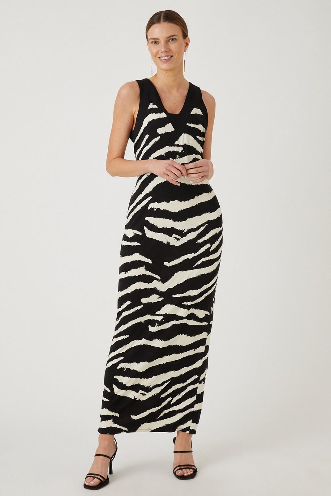 Mono Black Zebra Jersey Maxi Dress image number 1