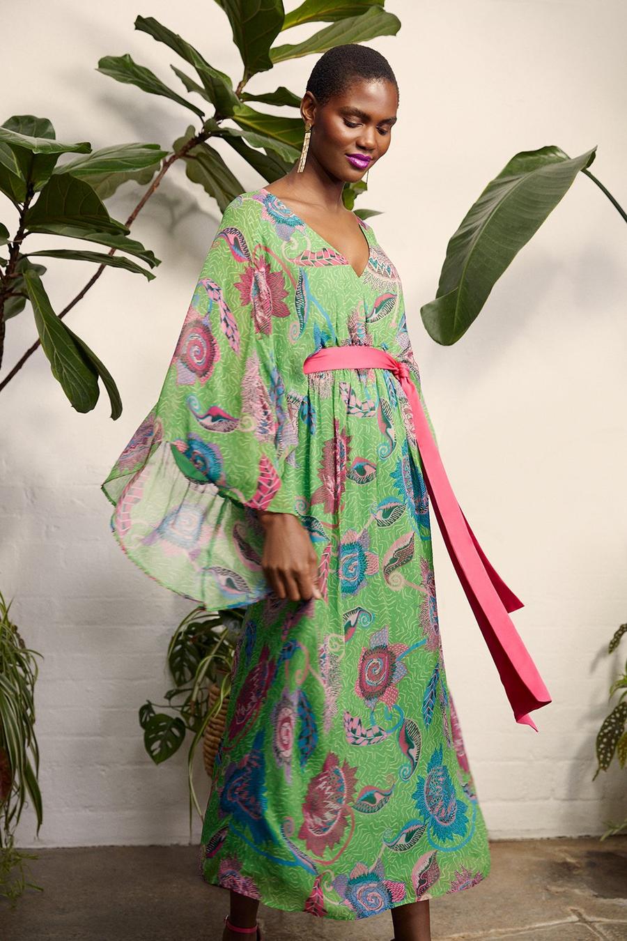 Zandra Rhodes Jungle Flower Kimono Midaxi Dress