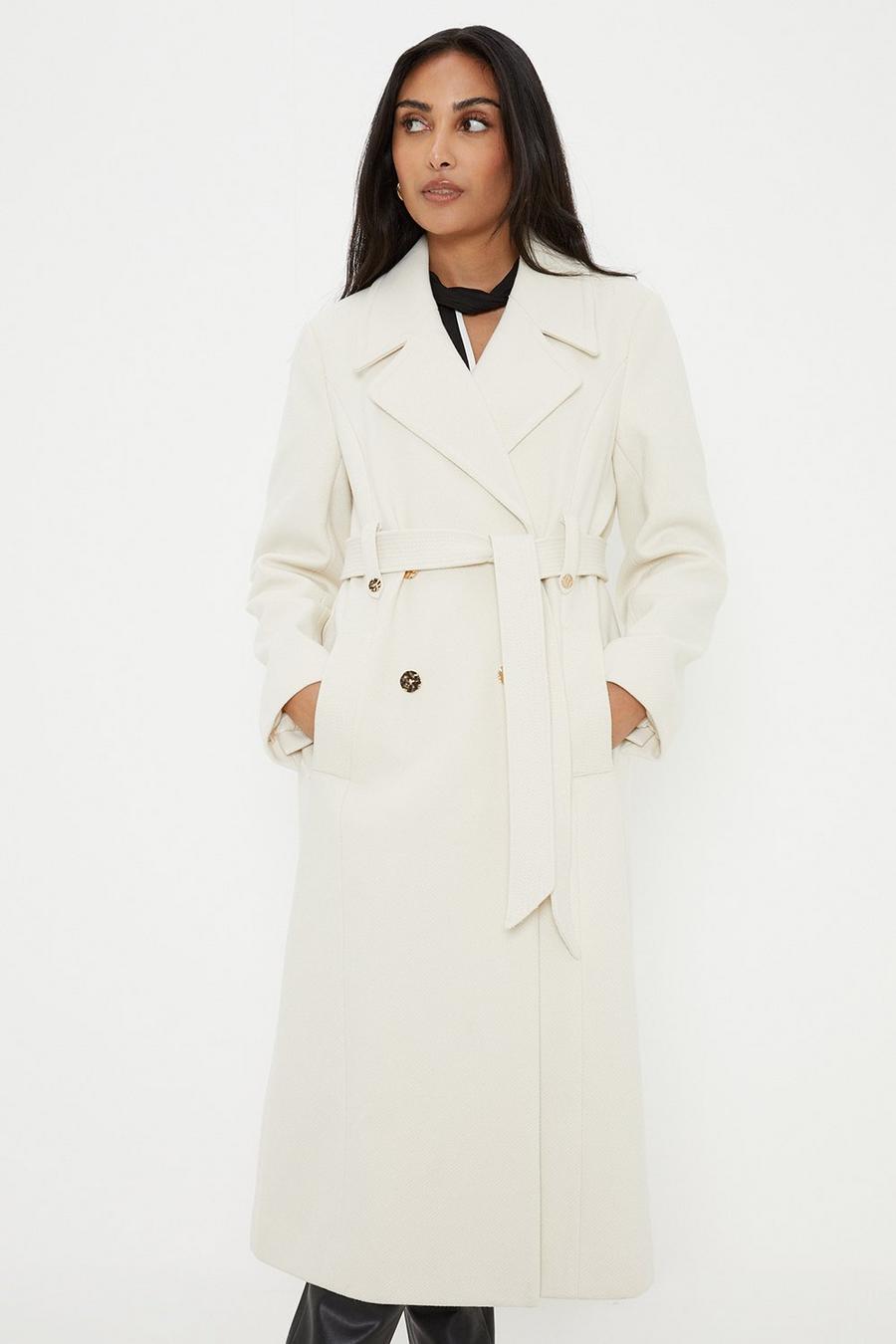 Petite Twill Belted Wrap Coat