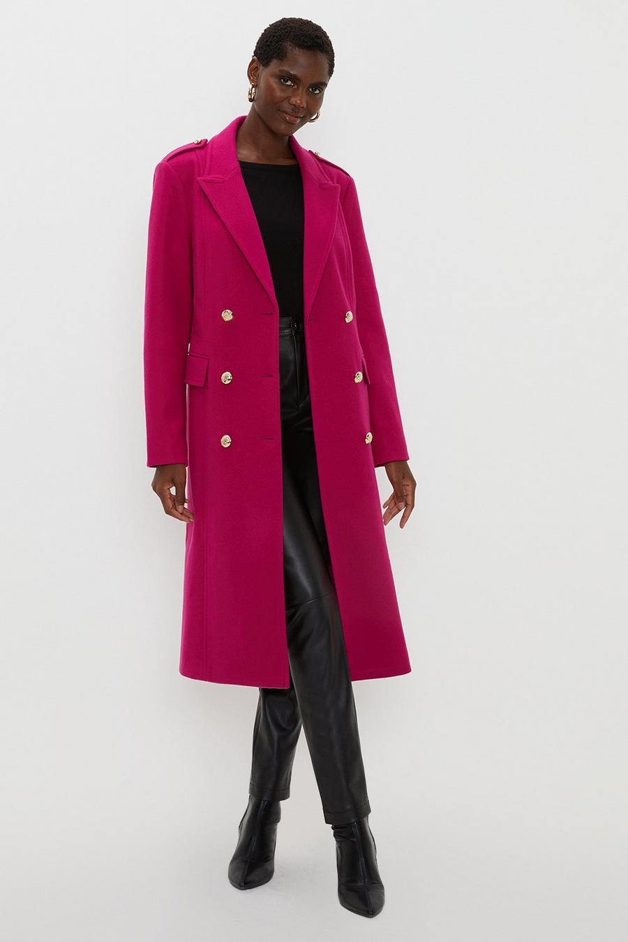 Pink Military Double Breasted Coat
